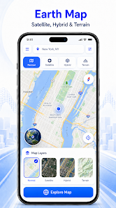 Earth Map screen showing map style choices